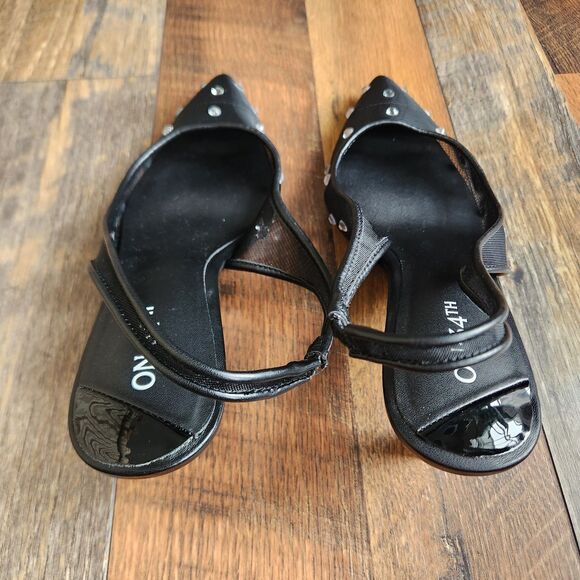 ON 34th Baeley Kitten Heels Pump Slingback Black Mesh Sandals Sz 7M NWOT Glam - Picture 5 of 10